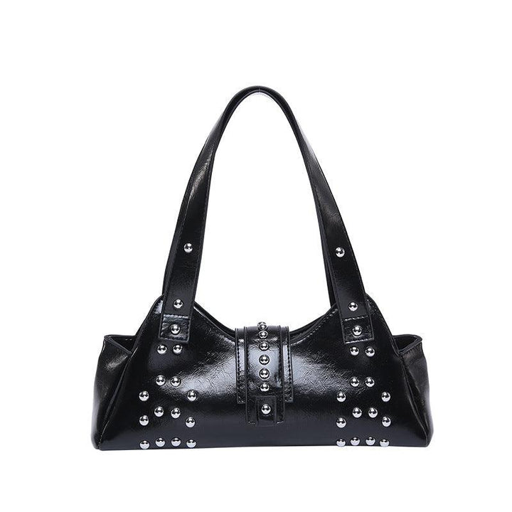 Personality Street Punk Oil Wax Leather Armpit Rivet Bag - Glow Goddess