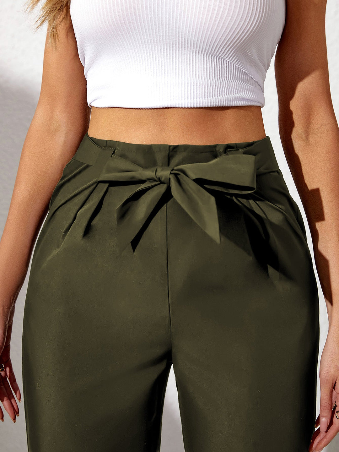 Plus Size Ankle Strap With Fungus Edge Casual Women's Pants - Glow Goddess