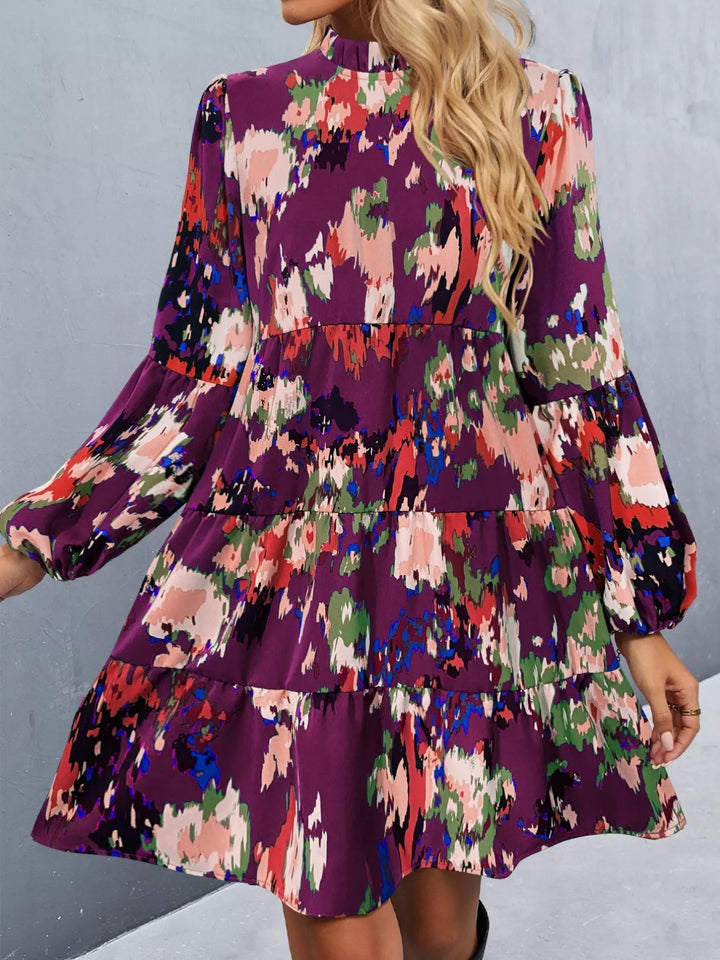 Printed Balloon Sleeve Dress with voluminous long sleeves and tailored mini silhouette in an elegant patterned fabric