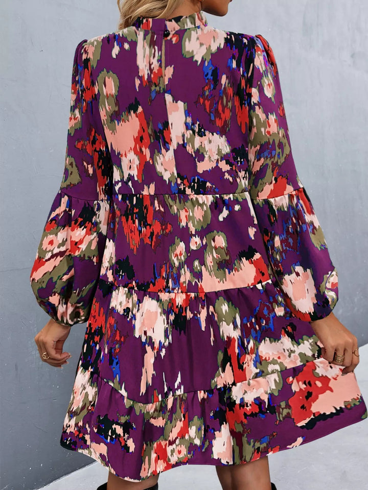 Printed Balloon Sleeve Dress with voluminous long sleeves and tailored mini silhouette in an elegant patterned fabric
