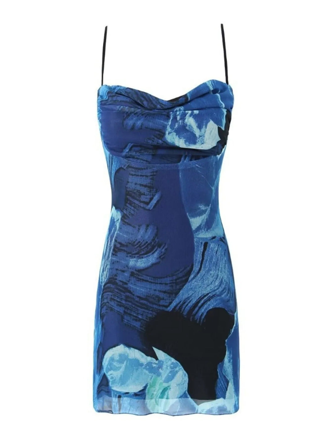 Printed Bodycon Cami Dress with slim straps and fitted silhouette in elegant patterned fabric