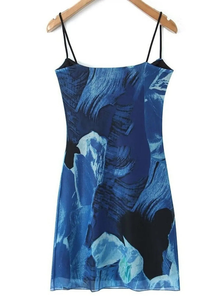 Printed Bodycon Cami Dress with slim straps and fitted silhouette in elegant patterned fabric
