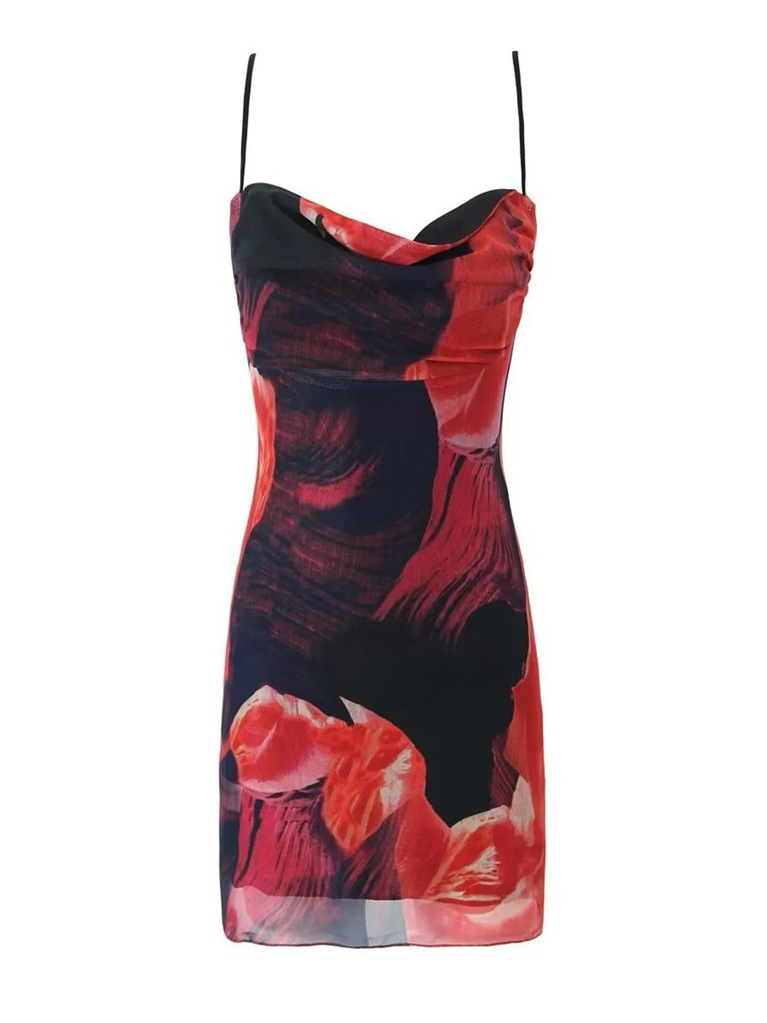 Printed Bodycon Cami Dress with slim straps and fitted silhouette in elegant patterned fabric
