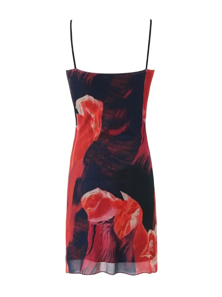 Printed Bodycon Cami Dress with slim straps and fitted silhouette in elegant patterned fabric