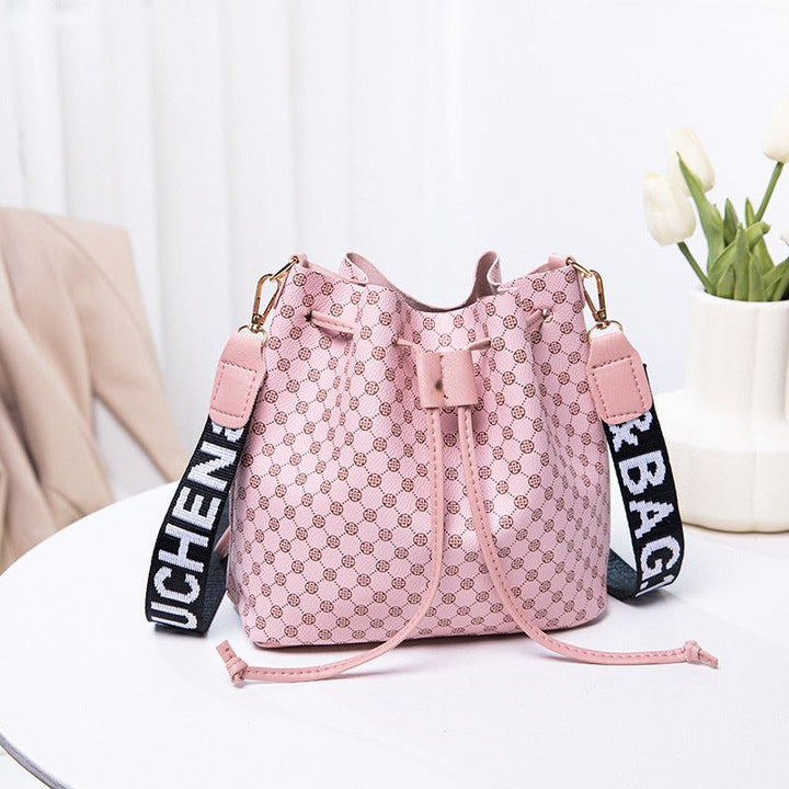 Printed Bucket Bag PU Multi Layer Soft Leather Women's Fashion Simple Shoulder Bag Fashion Women's Crossbody Bag - Glow Goddess
