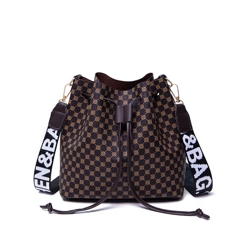 Printed Bucket Bag PU Multi Layer Soft Leather Women's Fashion Simple Shoulder Bag Fashion Women's Crossbody Bag - Glow Goddess