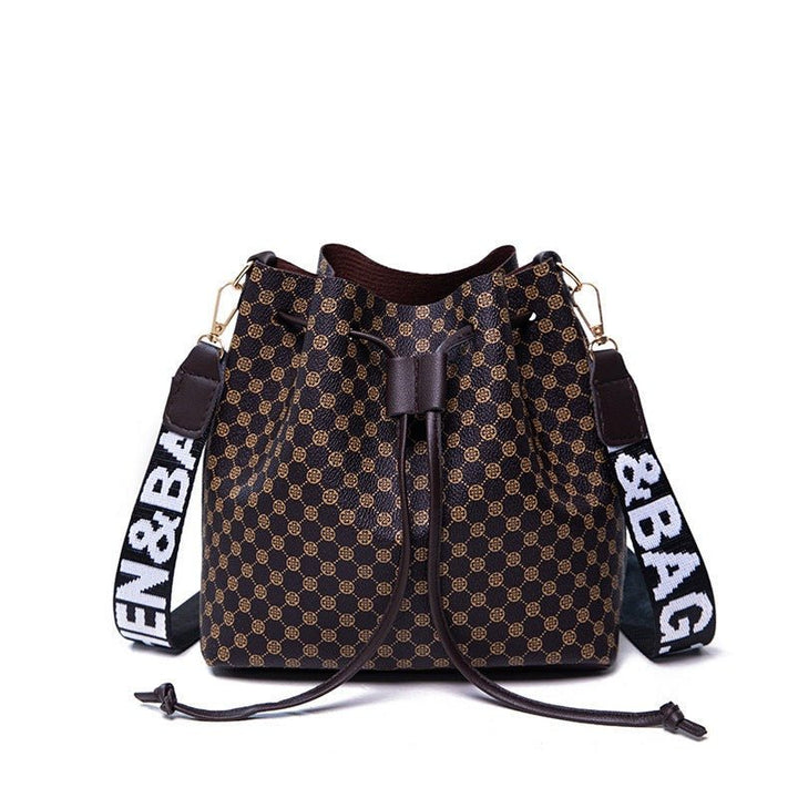 Printed Bucket Bag PU Multi Layer Soft Leather Women's Fashion Simple Shoulder Bag Fashion Women's Crossbody Bag - Glow Goddess