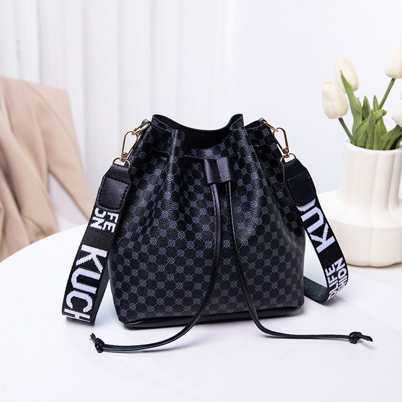 Printed Bucket Bag PU Multi Layer Soft Leather Women's Fashion Simple Shoulder Bag Fashion Women's Crossbody Bag - Glow Goddess