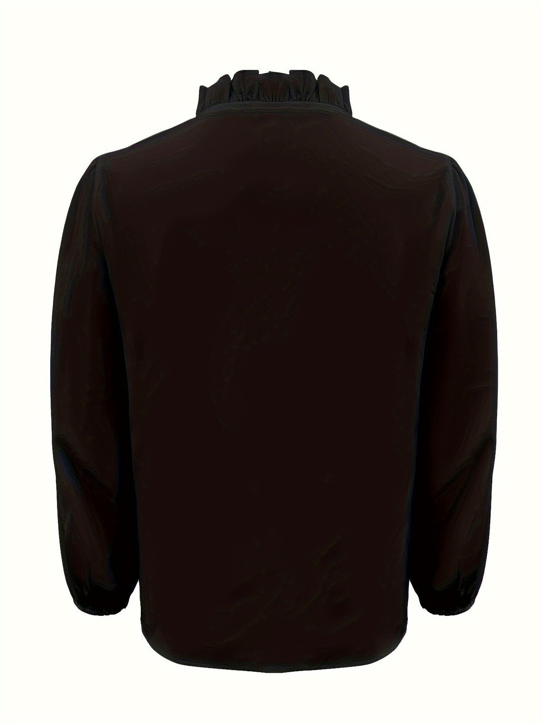 Pure Color Ruffle Hemline Shirt, Casual V - neck Long Sleeve Shirt. - Glow Goddess