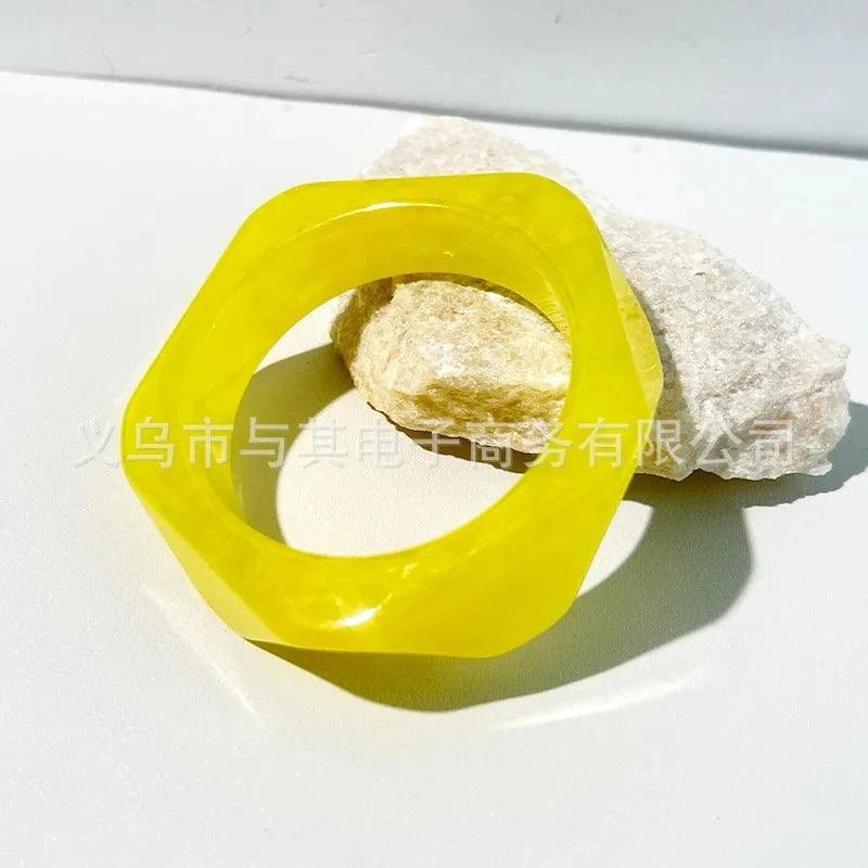 Resin gradient bangle bracelet for women with polished geometric pentagon design