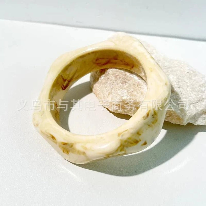 Resin gradient bangle bracelet for women with polished geometric pentagon design