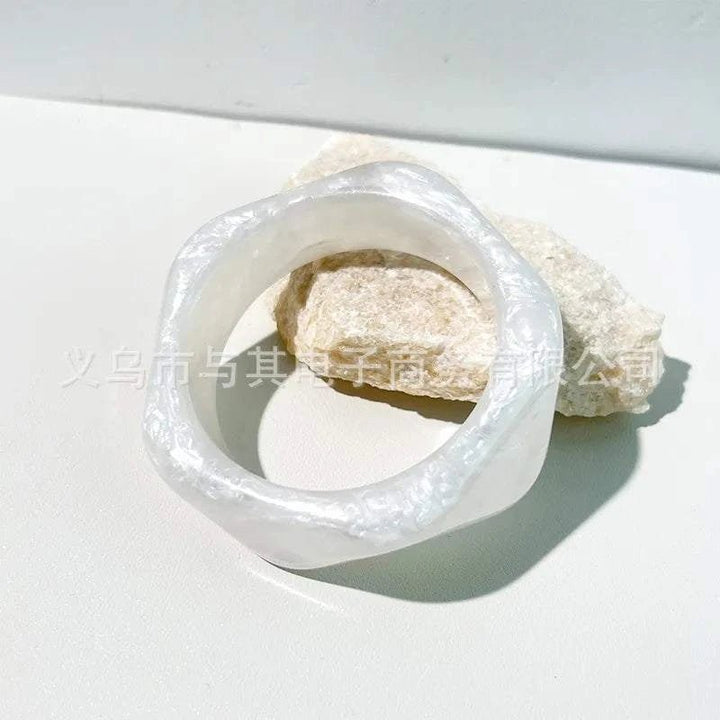 Resin gradient bangle bracelet for women with polished geometric pentagon design