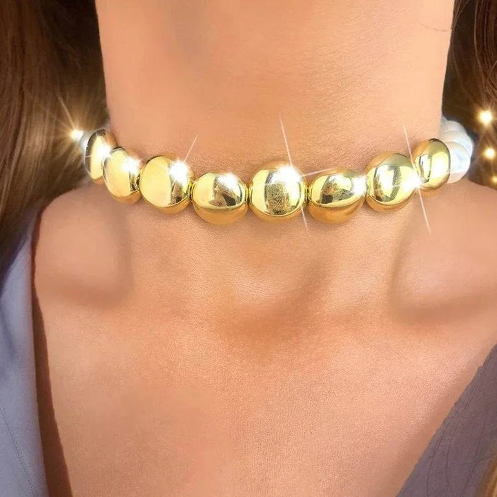 Retro Heart Pendant Pearl Beaded Necklace – Statement Jewelry Chain - Glow Goddess