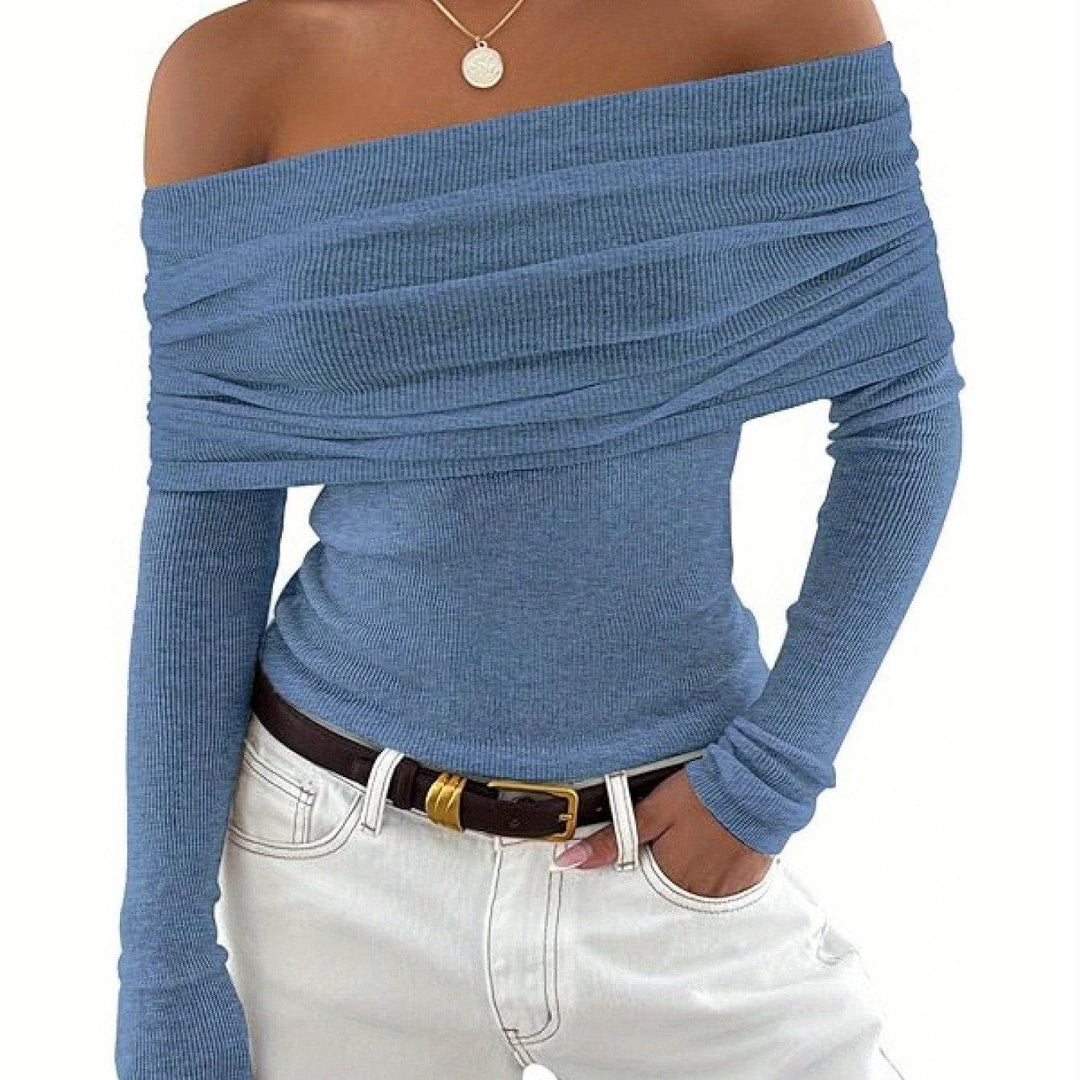 Ribbed Knit Off Shoulder Slim Fit Top - Glow Goddess