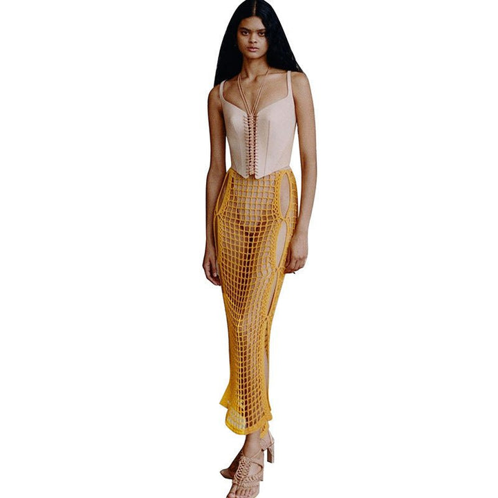 Sexy Crochet Knitted Long Skirts Summer Vacation Outfits Beach - Glow Goddess