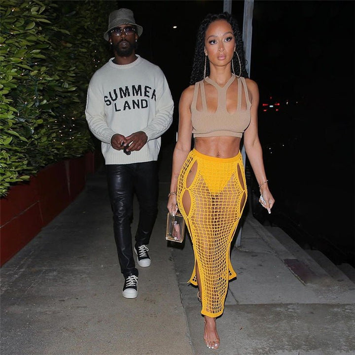 Sexy Crochet Knitted Long Skirts Summer Vacation Outfits Beach - Glow Goddess