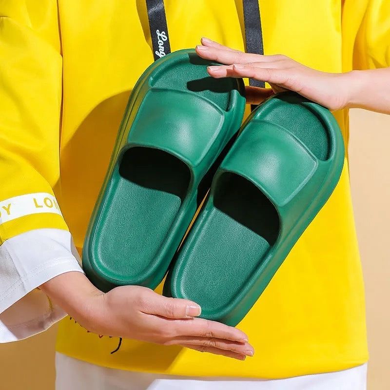 Soft EVA non-slip bathroom slippers with thick cushioned sole for women and men indoor home use