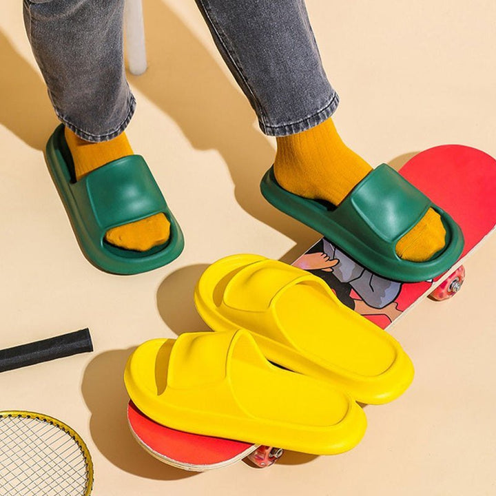 Soft EVA non-slip bathroom slippers with thick cushioned sole for women and men indoor home use