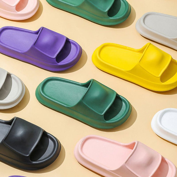 Soft EVA non-slip bathroom slippers with thick cushioned sole for women and men indoor home use