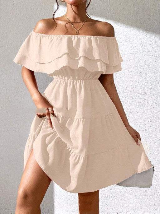 Solid Color Casual Mid - length Dress Spring And Summer All - match - Glow Goddess