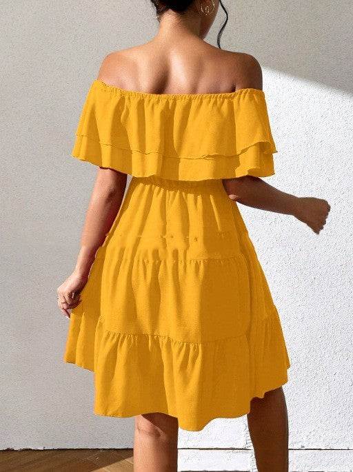 Solid Color Casual Mid - length Dress Spring And Summer All - match - Glow Goddess