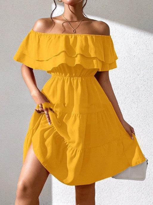 Solid Color Casual Mid - length Dress Spring And Summer All - match - Glow Goddess