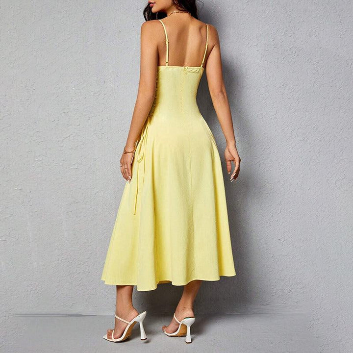 Spaghetti Straps Chest Wrap Waist - tight Long Dress - Glow Goddess