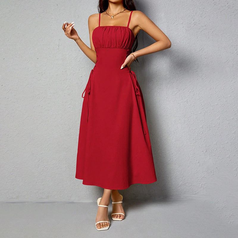 Spaghetti Straps Chest Wrap Waist - tight Long Dress - Glow Goddess