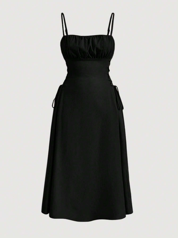 Spaghetti Straps Chest Wrap Waist - tight Long Dress - Glow Goddess