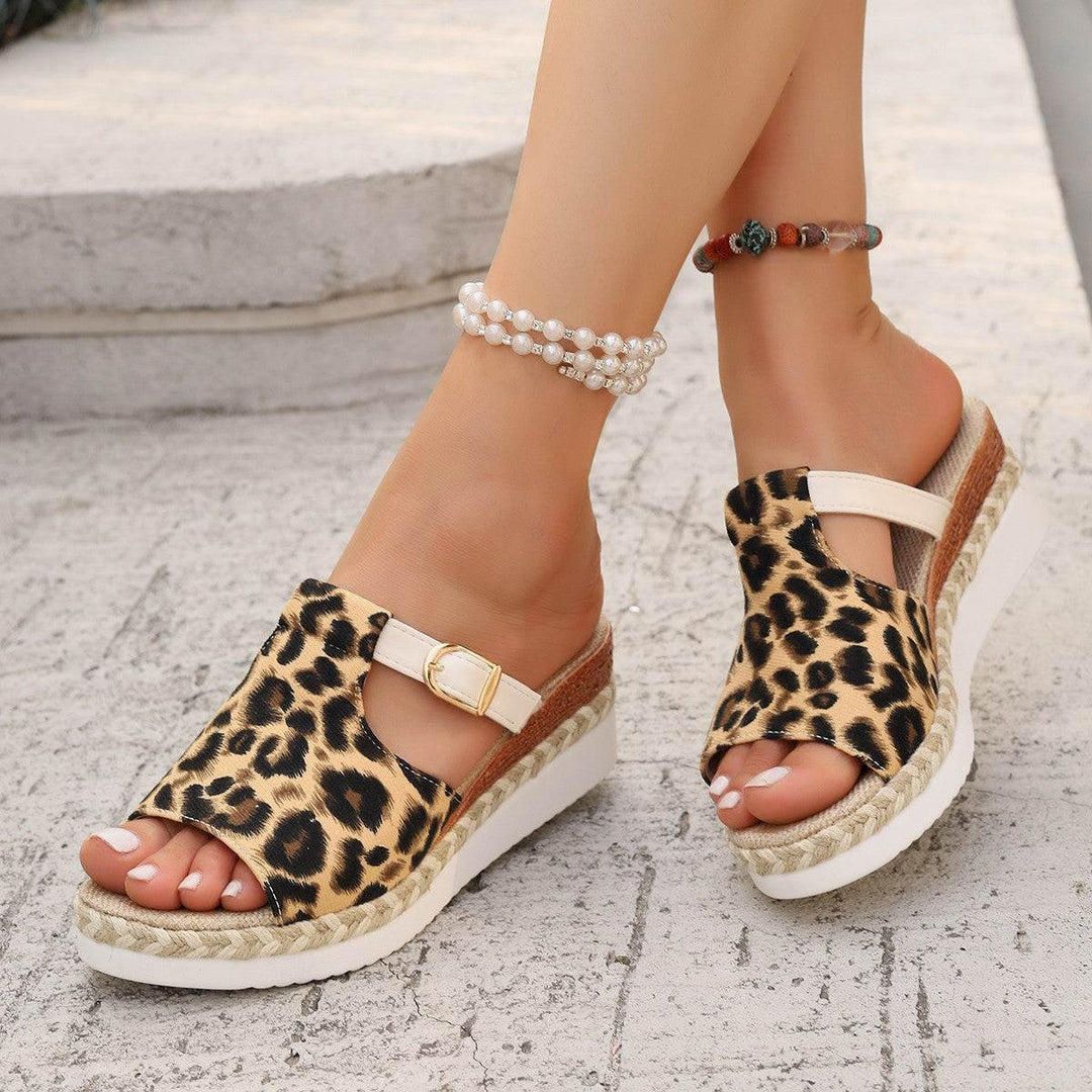 Spring New Wedge Platform Leopard Print Sandals - Glow Goddess
