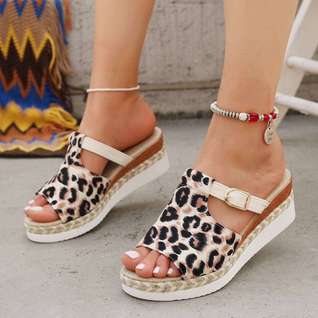 Spring New Wedge Platform Leopard Print Sandals - Glow Goddess