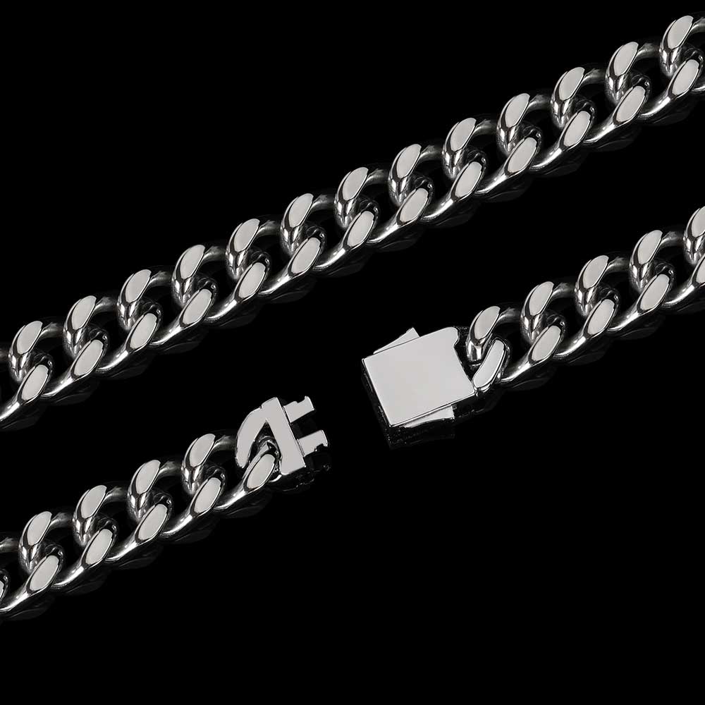 Stainless Steel Cuban Chain Hip Hop Bracelet Diamond Spring Buckle Four Sides Grinding - Glow Goddess