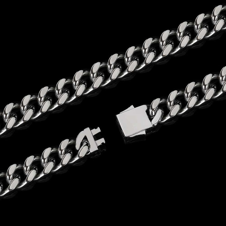 Stainless Steel Cuban Chain Hip Hop Bracelet Diamond Spring Buckle Four Sides Grinding - Glow Goddess