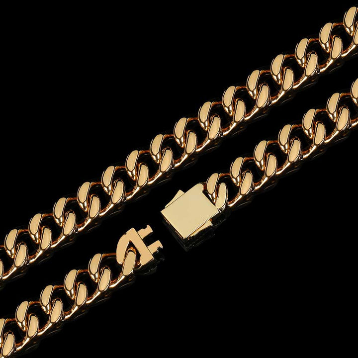 Stainless Steel Cuban Chain Hip Hop Bracelet Diamond Spring Buckle Four Sides Grinding - Glow Goddess