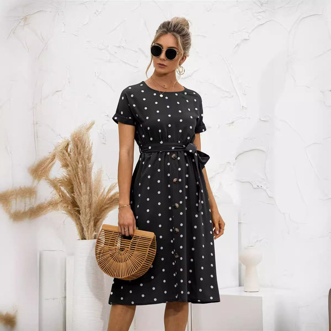 Summer Polka Dot Breasted Dress - Glow Goddess