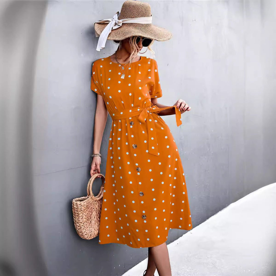 Summer Polka Dot Breasted Dress - Glow Goddess