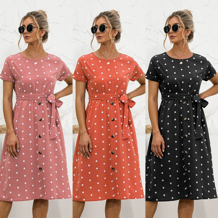 Summer Polka Dot Breasted Dress - Glow Goddess