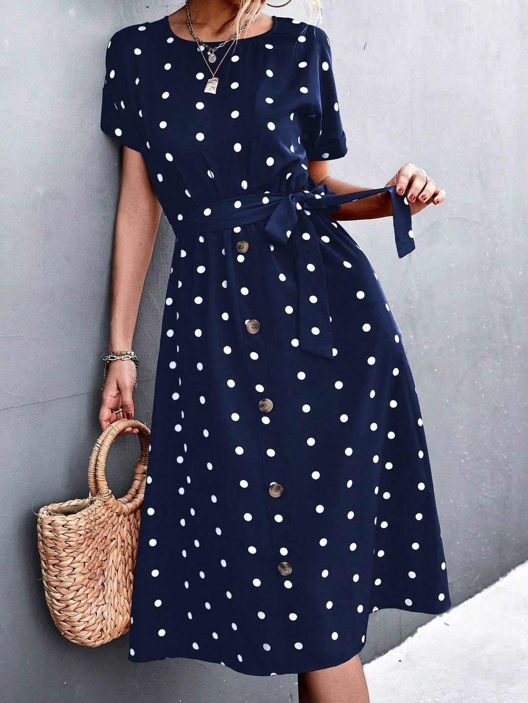 Summer Polka Dot Breasted Dress - Glow Goddess