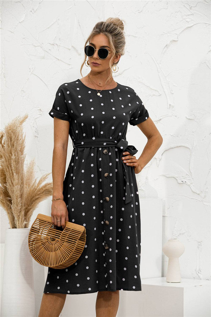 Summer Polka Dot Breasted Dress - Glow Goddess