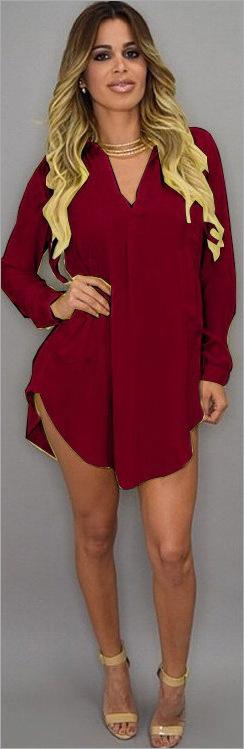 Summer V - Neck Chiffon Mini Dress – Lightweight Beach Shirt Dress - Glow Goddess