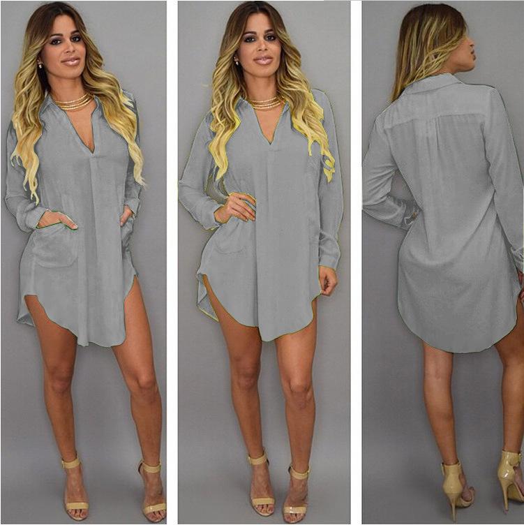 Summer V - Neck Chiffon Mini Dress – Lightweight Beach Shirt Dress - Glow Goddess