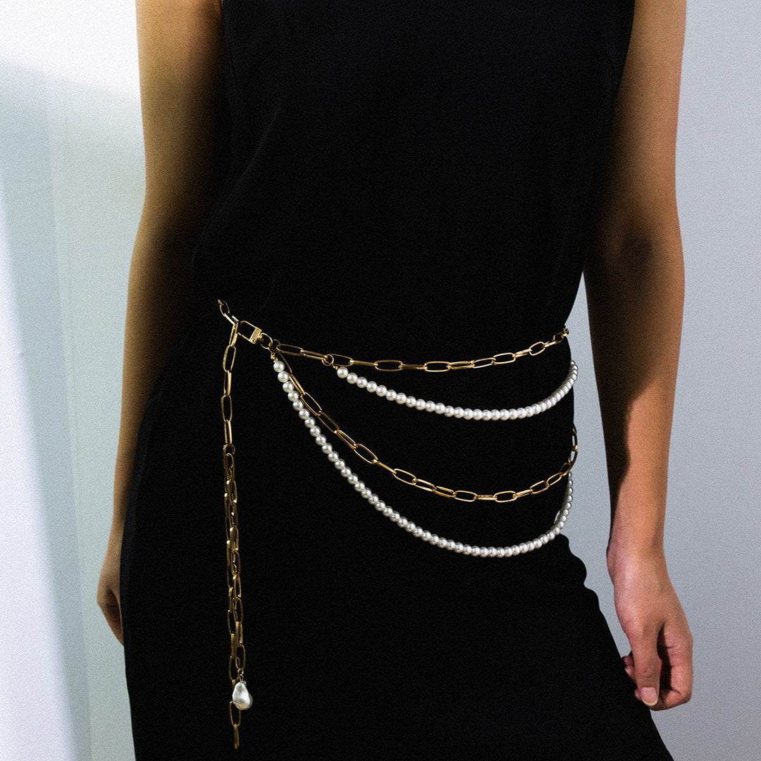 Temperament Multilayer Pearl Chain Tassel Waist Chain Woman - Glow Goddess