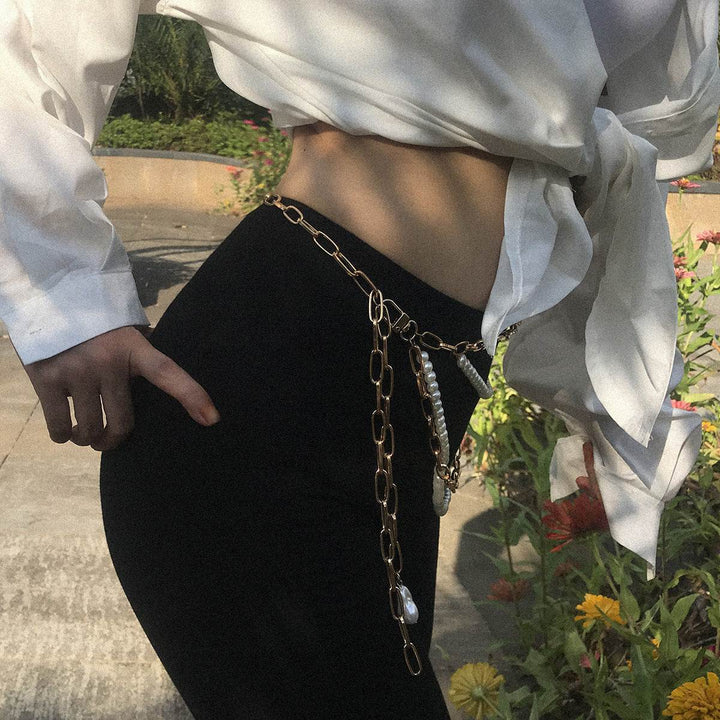 Temperament Multilayer Pearl Chain Tassel Waist Chain Woman - Glow Goddess