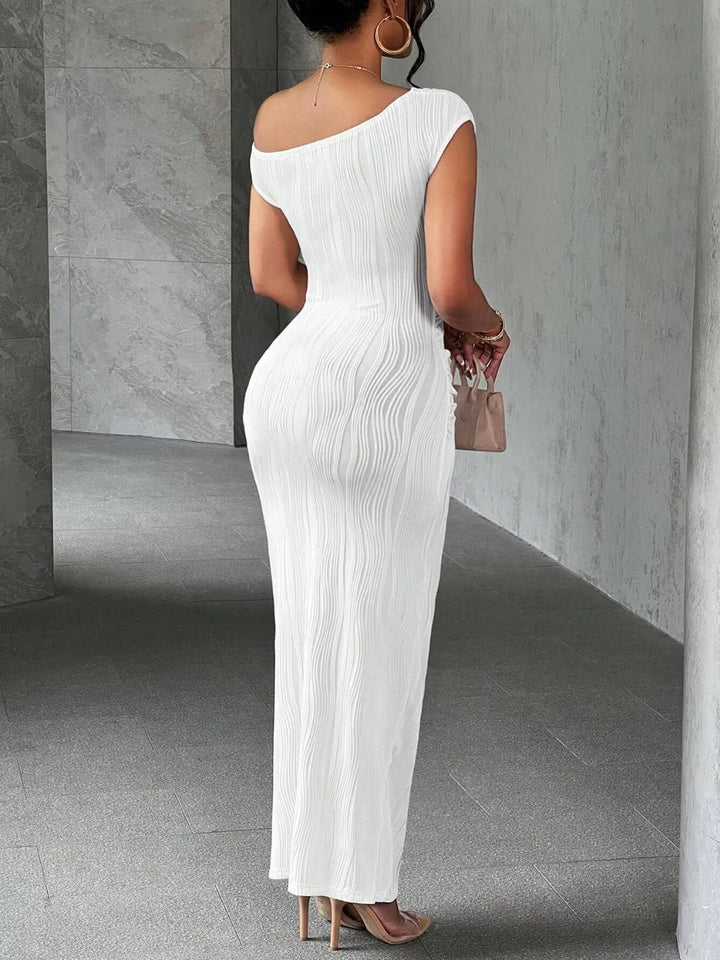 Textured Single Shoulder Maxi Dress - Glow Goddess