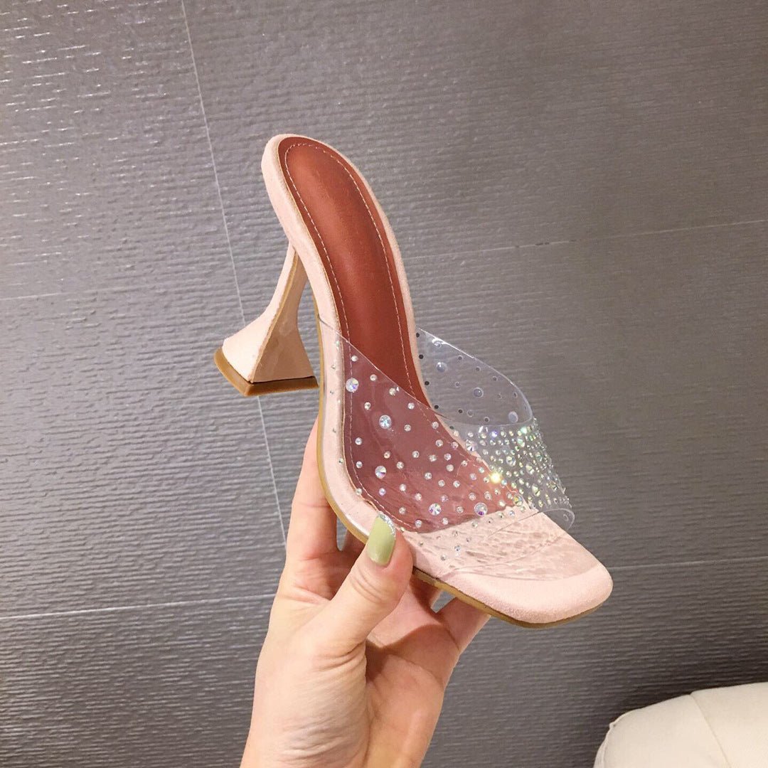 Elegant high heel shoes for women with hollow-out design, suede-look finish, and candy color accents in black, apricot, and gold