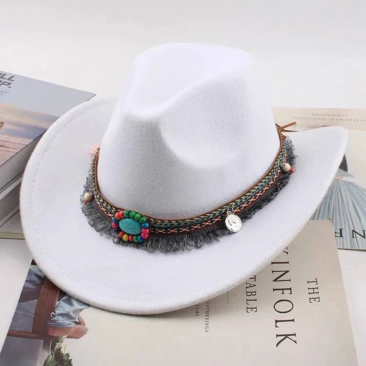 Unisex Spring & Summer Wool Cowboy Jazz Hat – Roll - Up Brim Sunshade Style for Men & Women - Glow Goddess
