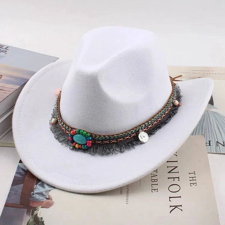Unisex Spring & Summer Wool Cowboy Jazz Hat – Roll - Up Brim Sunshade Style for Men & Women - Glow Goddess