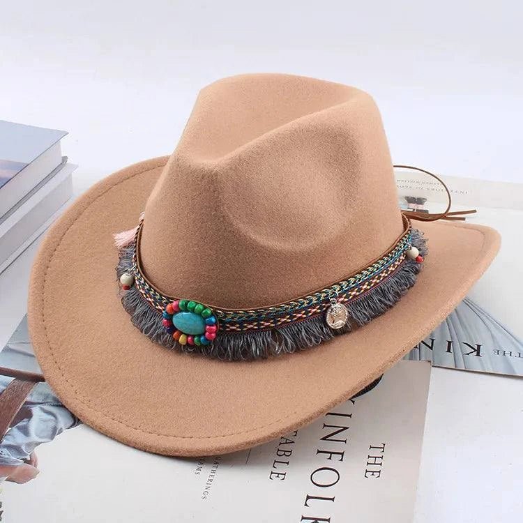 Unisex Spring & Summer Wool Cowboy Jazz Hat – Roll - Up Brim Sunshade Style for Men & Women - Glow Goddess