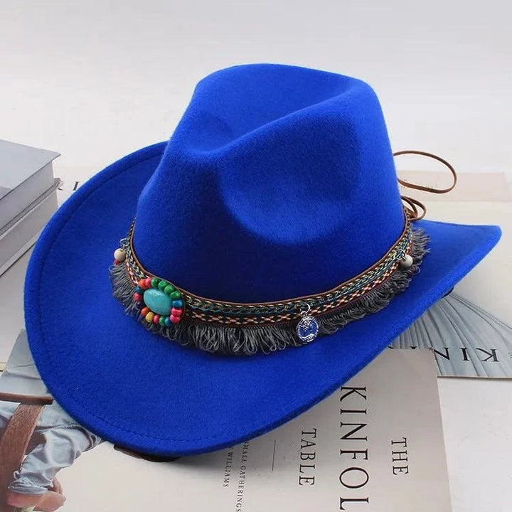 Unisex Spring & Summer Wool Cowboy Jazz Hat – Roll - Up Brim Sunshade Style for Men & Women - Glow Goddess