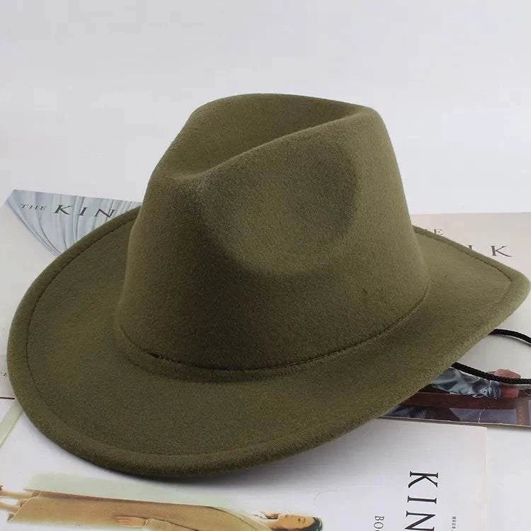 Unisex Spring & Summer Wool Cowboy Jazz Hat – Roll - Up Brim Sunshade Style for Men & Women - Glow Goddess